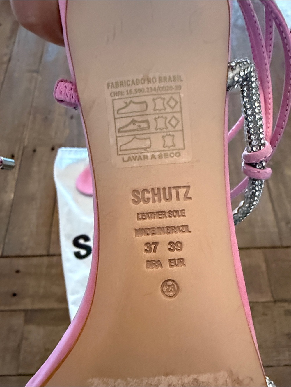 SCHUTZ Pink Suede Lace-Up Heeled Sandals with Crystal Trim - Picture 2 of 7